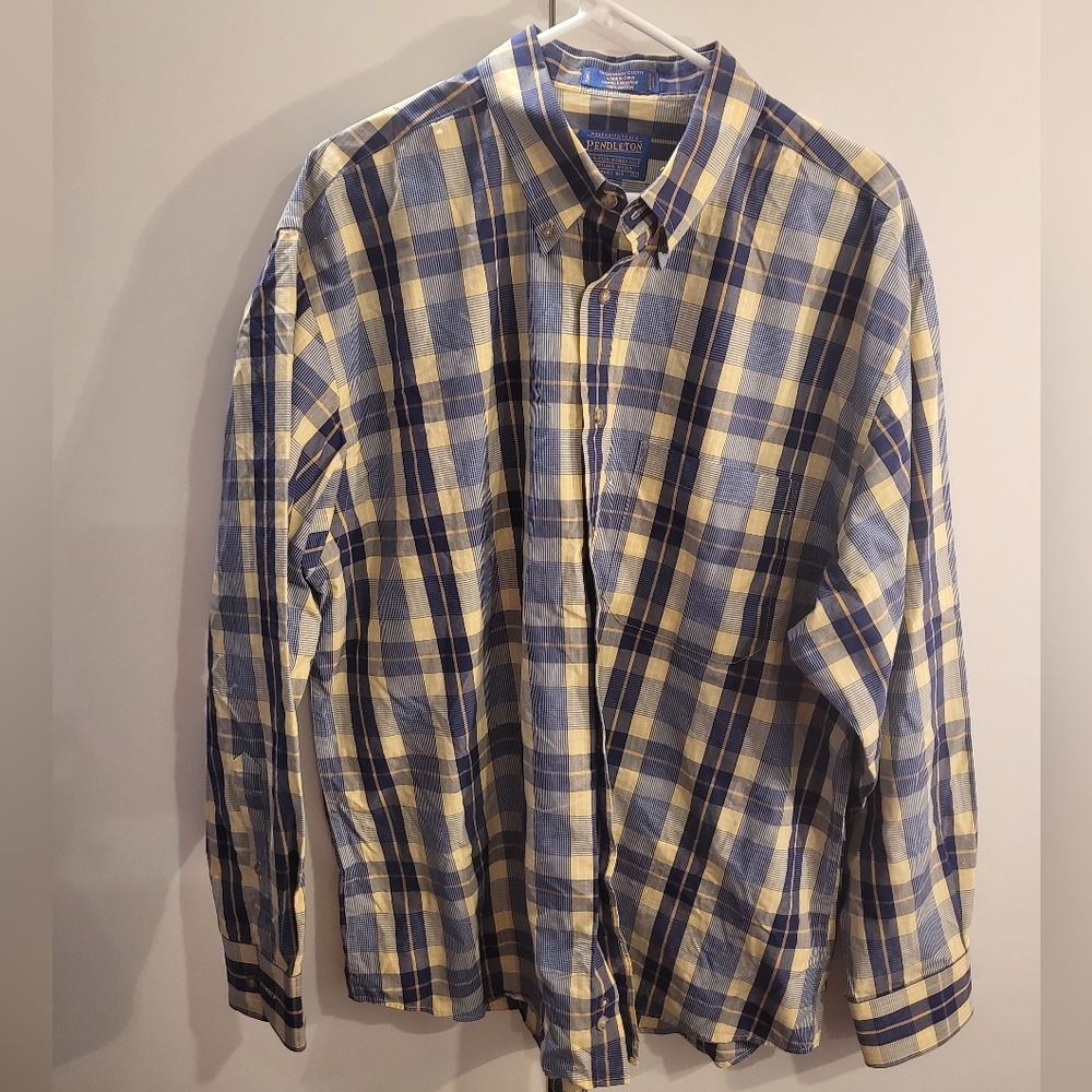 Pendleton Blue and Yellow Plaid Button-Down Shirt: Great quality!